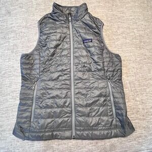 Patagonia Womens Nano Puff Vest Gray Full Zip PrimaLoft Insulated Size L
